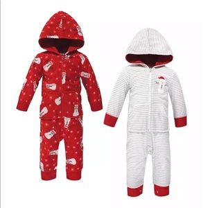 NWT Hudson Baby Hoodie Fleece Jumpsuit Set Size: 6-9 months